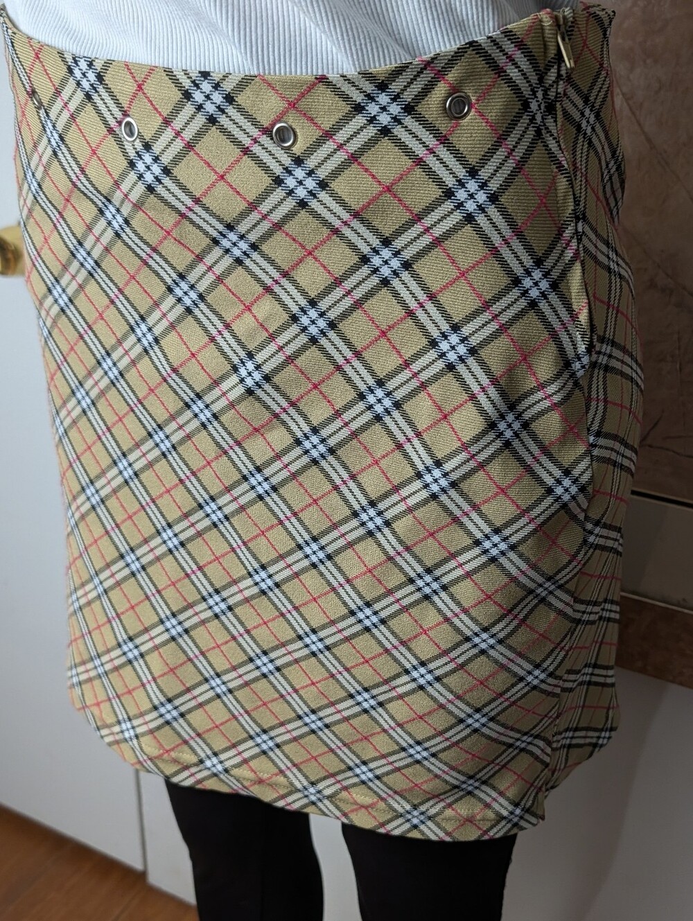 Vintage Blue Preppy Plaid Mini Skirt Dark Academia Tartan Size 7